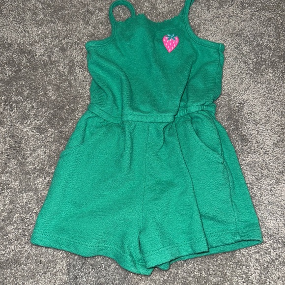 Cat & Jack Other - Cat & Jack Terry Romper Green Strawberry Patch – Girls 4T